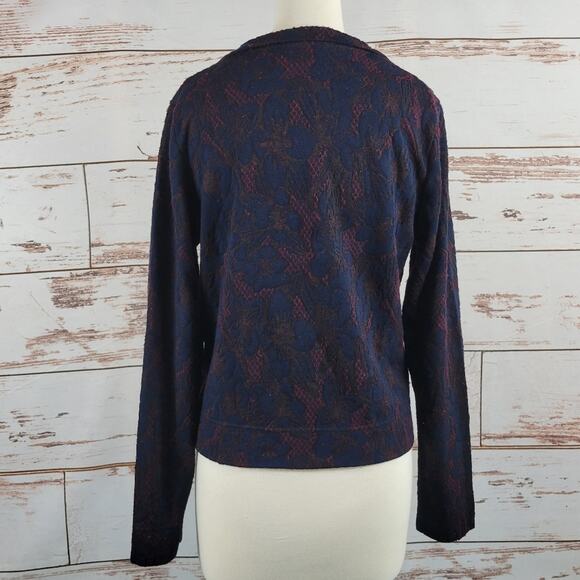 Cut Loose Knit Jacket Blazer Jacquard Lightweight Size M - Picture 3 of 8